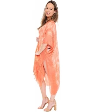 Cover-Ups Women's Summer Patterned Print Topper/Cover-Up/Kimono Open Front Outwear Beachwear Dress - Jp1592 Orange - CP195E2OT4D