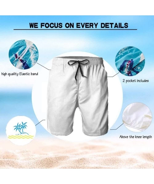 Trunks Men Quick Dry Swim Trunks Beach Shorts Beach?Pants Swim Surfing Sun Bathing - Elegant Swan Animal Blue Flower 4 - C719...