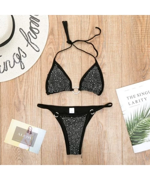 Sets New Swimsuit!! Women Bandeau Bandage Bikini Set Push-Up Brazilian Swimwear Beachwear Swimsuit - Black - CE1906TQWAC