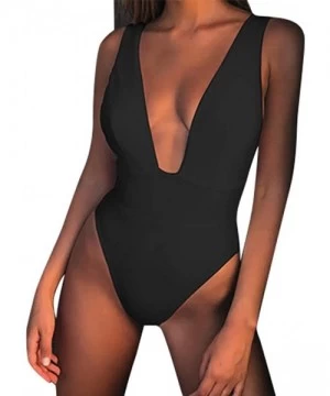 Cover-Ups Bikini Set for Women-Womens Bathing Suits Swimwear Push-Up Padded Solid Bra Swimsuit Beachwear - Black - CK18R4XGH6R