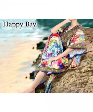 Cover-Ups Women's Maxi Kaftan Swimsuit Cover Ups Sleep Casual Dress Drawstring - Summer Blue_x839 - CC18I0CO9DT