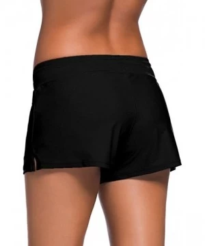 Tankinis Women Swim Shorts Solid Color Side Split Waistband Skort Bikini Bottom Plus Size S - 3XL - Black - CB18NTI60SK