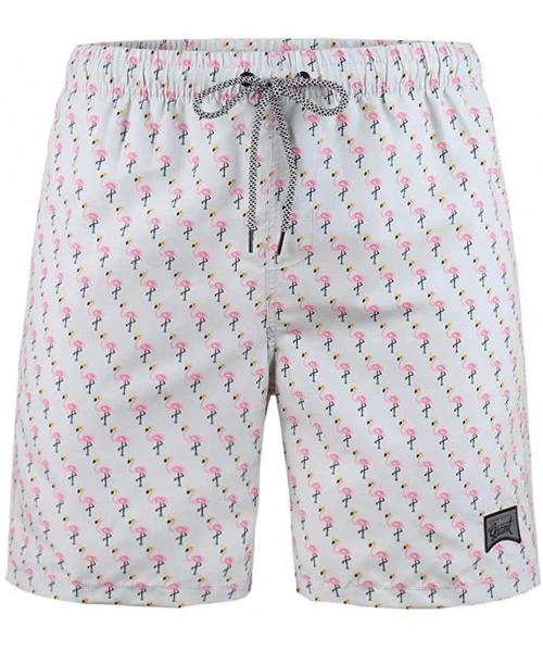 Trunks Men's Performance Swim Trunks Graphic With Pocket Mesh Lining - Flamingo-light Gray - CV18TMRATNO