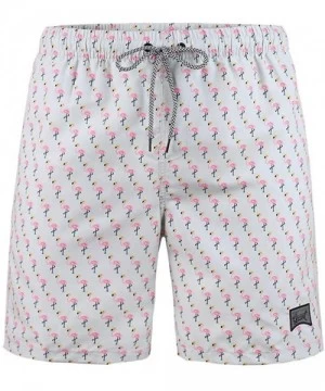 Trunks Men's Performance Swim Trunks Graphic With Pocket Mesh Lining - Flamingo-light Gray - CV18TMRATNO