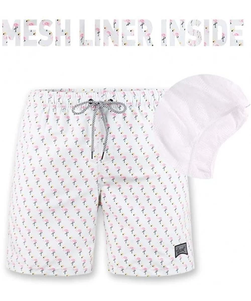 Trunks Men's Performance Swim Trunks Graphic With Pocket Mesh Lining - Flamingo-light Gray - CV18TMRATNO