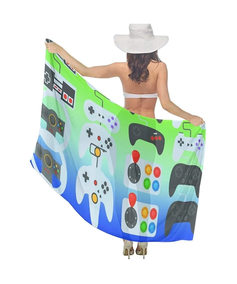 Cover-Ups Women's Swimwear Cover Ups- Summer Vacation Beach Sarong Soft Shawl Wrap - Video Game Weapon Funny Gamer - CU19C4GU2E7