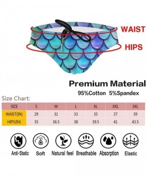 Briefs Men Boys Tie Rope Swim Briefs Triangle Bikini Swimwear - Sea Blue Mermaid Scales - CC19772CT06