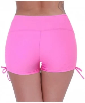 Board Shorts Women's Swim Boardshorts Beach Bikini Bottoms Short Swimwear with Side Ties - Hot Pink - CE18OA44L38