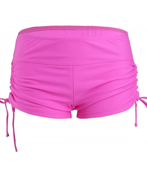 Board Shorts Women's Swim Boardshorts Beach Bikini Bottoms Short Swimwear with Side Ties - Hot Pink - CE18OA44L38