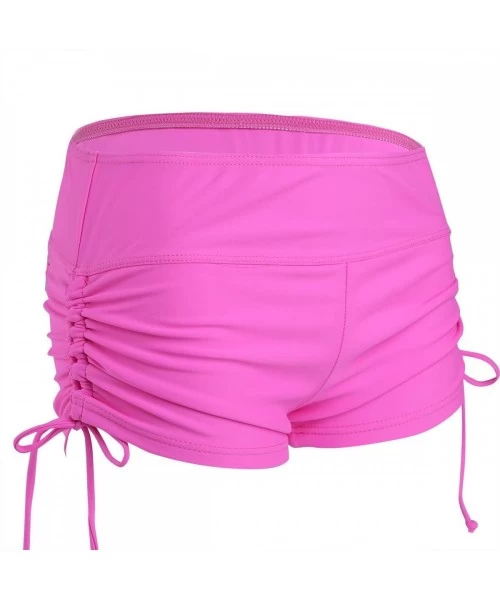 Board Shorts Women's Swim Boardshorts Beach Bikini Bottoms Short Swimwear with Side Ties - Hot Pink - CE18OA44L38