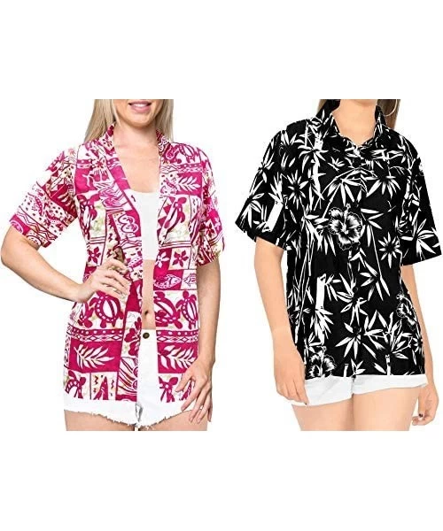 Cover-Ups Women's Summer Tropical Tunic Hawaiian Beach Shirt Swimwear Work from Home Clothes Women Beach Shirt Blouse Shirt C...