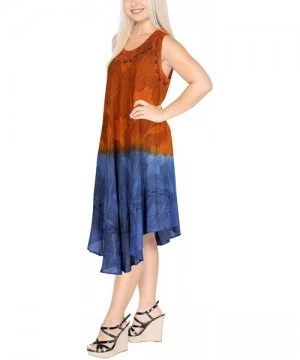 Cover-Ups Women Summer Casual Swing T-Shirt Dresses Beach Cover up Hand Tie Dye A - Navy Blue_u27 - CJ12DOQ4FMR