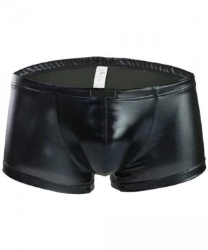 Briefs Mens Liquid Metallic Hot Body Boxer Swimsuit Waterproof - Black - C818E38WZW2