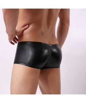 Briefs Mens Liquid Metallic Hot Body Boxer Swimsuit Waterproof - Black - C818E38WZW2