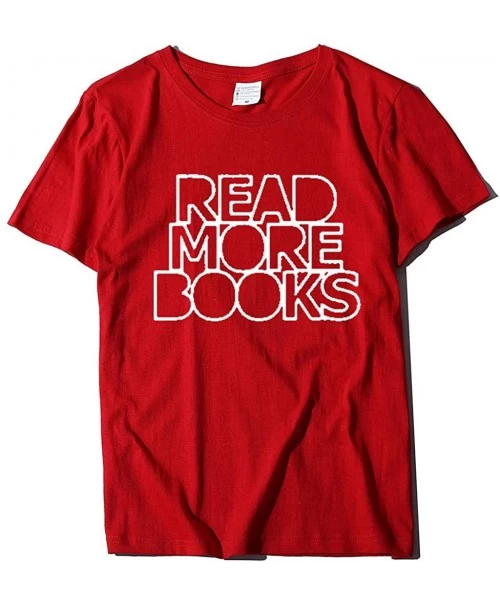 Racing Shirts for Women Teens Read More Books Print Funny Shirts Summer Cute T Shirt Junior Tops Girls Graphic Tees Red - CL1...