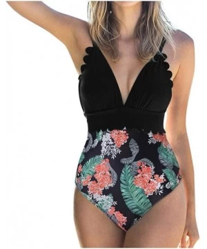 Cover-Ups Swimsuits for Women One Piece Tummy Control One Pieces Swimsuit High Neck Plunge Leaf Ruched Monokini Swimwear X3 b...