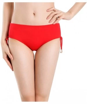 Tankinis Bikini Bottoms with Side Ties- Adjustable Swimwear for Women- Bathing Suits Swimsuits Bottom - Red - CJ194TSQEIC