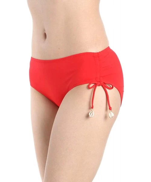 Tankinis Bikini Bottoms with Side Ties- Adjustable Swimwear for Women- Bathing Suits Swimsuits Bottom - Red - CJ194TSQEIC