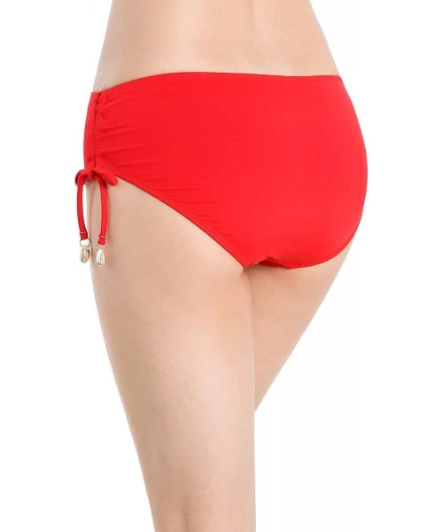 Tankinis Bikini Bottoms with Side Ties- Adjustable Swimwear for Women- Bathing Suits Swimsuits Bottom - Red - CJ194TSQEIC