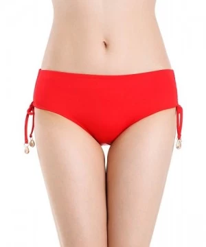 Tankinis Bikini Bottoms with Side Ties- Adjustable Swimwear for Women- Bathing Suits Swimsuits Bottom - Red - CJ194TSQEIC