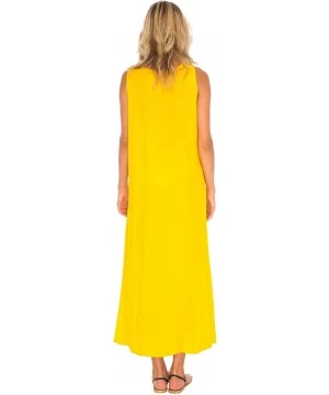 Cover-Ups Womens Loose Dress Casual Beach Cover up Tank Dress Plus Size Sundress - Woman Design Yellow - CI18NXCQMGU