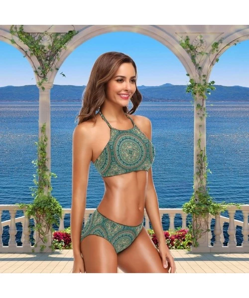 Sets Women's Chic Pattern Summer Hot 2 Pcs Halter Padded Push up Swimsuit Bikini Set - Bohemia05 - C218H3TW6WU