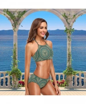 Sets Women's Chic Pattern Summer Hot 2 Pcs Halter Padded Push up Swimsuit Bikini Set - Bohemia05 - C218H3TW6WU