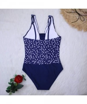 One-Pieces 2020 HOT Women Plus Size Dot Print Tankini One Piece Swimjupmsuit Swimsuit Beachwear Padded Swimwear - Blue - CZ19...