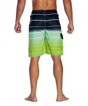 Racing Men's Beachwear Summer Holiday Swim Trunks Quick Dry Striped - Sharp Green - C7185RERXI3