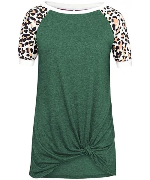 Sets Women's T Shirt Short Sleeve Summer Loose Twist Knot Casual Tunic Blouse Tanks Vest Tops - Green.a - CW193MQHO27