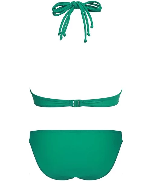 Bottoms Womens Sexy Push Up Halter Bikini Bra Set Swimsuit Green Large - C312H64PU77