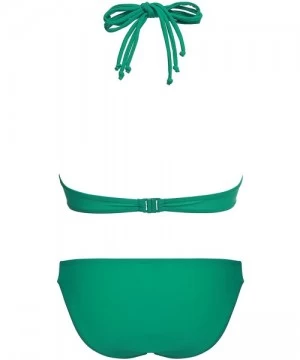 Bottoms Womens Sexy Push Up Halter Bikini Bra Set Swimsuit Green Large - C312H64PU77