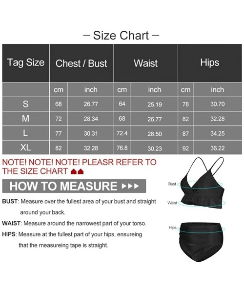 Sets Women's Two Pieces Swimsuit Ruffled Flounce Top with High Waisted Bottom Bikini Set Adjustable V Neck Swimwear Black - C...