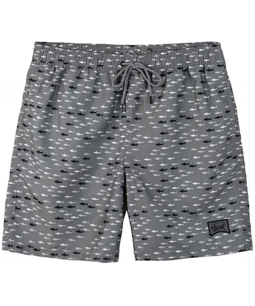 Board Shorts Men's Swim Trunks Quick Dry Beach Shorts with Mesh Lining - Fish-graphite - CR18WE4NQDS