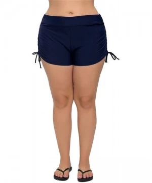 Board Shorts Women Plus Size Swim Shorts High Waist Board Shorts Stretchy Swimsuit Bottoms - Navy - C9196H7OKO4