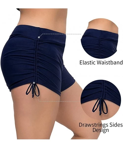 Board Shorts Women Plus Size Swim Shorts High Waist Board Shorts Stretchy Swimsuit Bottoms - Navy - C9196H7OKO4