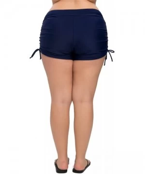 Board Shorts Women Plus Size Swim Shorts High Waist Board Shorts Stretchy Swimsuit Bottoms - Navy - C9196H7OKO4