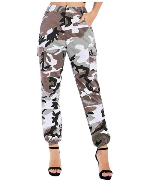 Cover-Ups Women Summer Modal Camouflage Sports Fitness Yoga Leisure Cargo Pants - Camo Pant-gray - CJ18RRQ035S