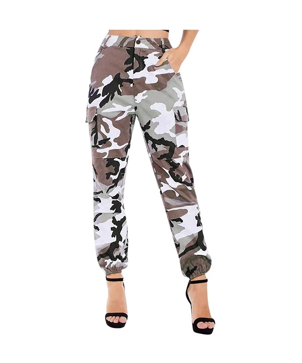 Cover-Ups Women Summer Modal Camouflage Sports Fitness Yoga Leisure Cargo Pants - Camo Pant-gray - CJ18RRQ035S