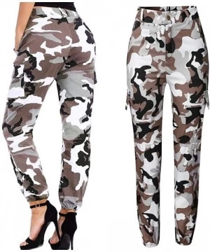 Cover-Ups Women Summer Modal Camouflage Sports Fitness Yoga Leisure Cargo Pants - Camo Pant-gray - CJ18RRQ035S