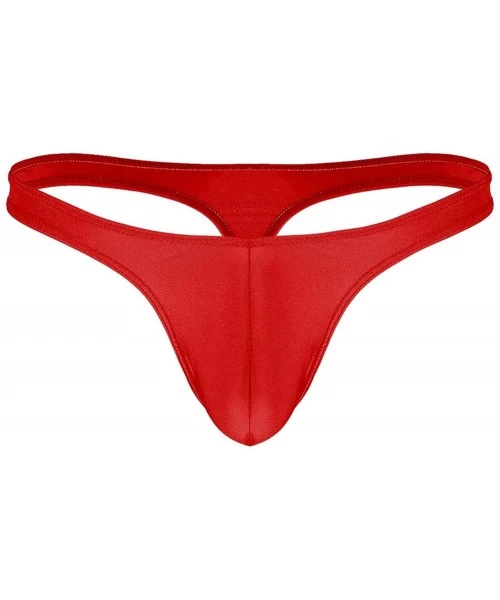 Briefs Swimwear Mens Swimsuit Gay Underwear Bikini G String T Back Thong Briefs Lingerie Underwear Low Rise Bulge Pouch - Red...