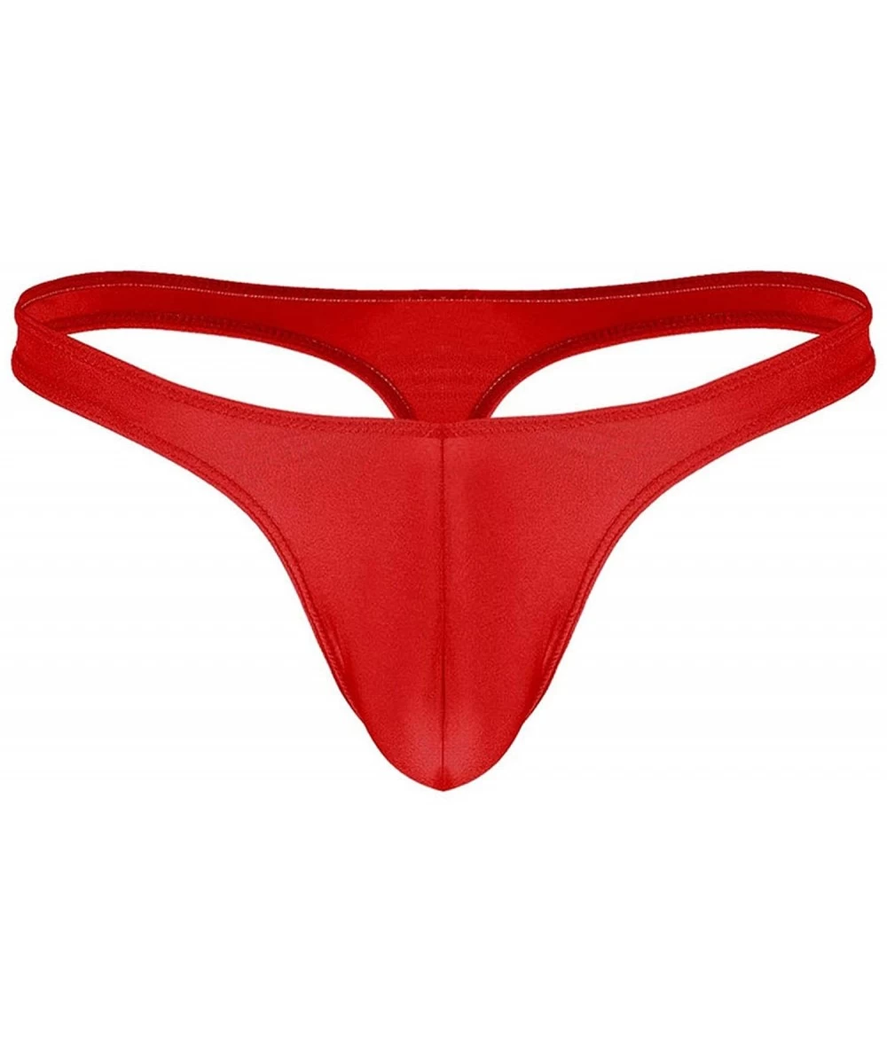 Briefs Swimwear Mens Swimsuit Gay Underwear Bikini G String T Back Thong Briefs Lingerie Underwear Low Rise Bulge Pouch - Red...