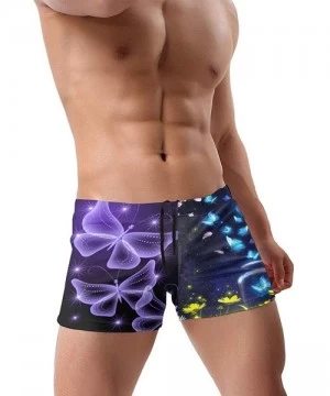 Trunks Blue Butterflys Men's Printed Elastic Swim Trunks Sexy Low Waist Shorts - Black - C119E84CTL7