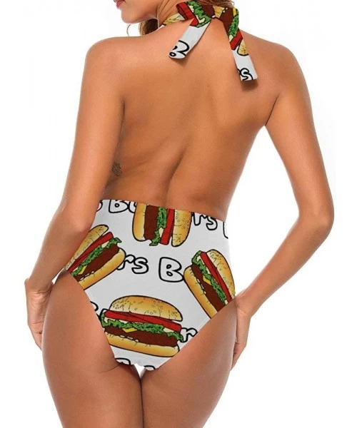 Rash Guards Hamburger Design Sexy One-Piece Party Push Up Tankini Cheeky Classic Skirt for Womens - Style1-10 - C219DI2QKL9