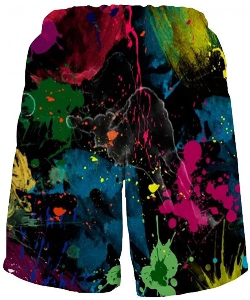 Board Shorts Men's Fashion Quick Dry Swim Trunks- Mesh Lining Board Shorts Swimwear - Psychedelic Colorful Graffiti - CT1903K...