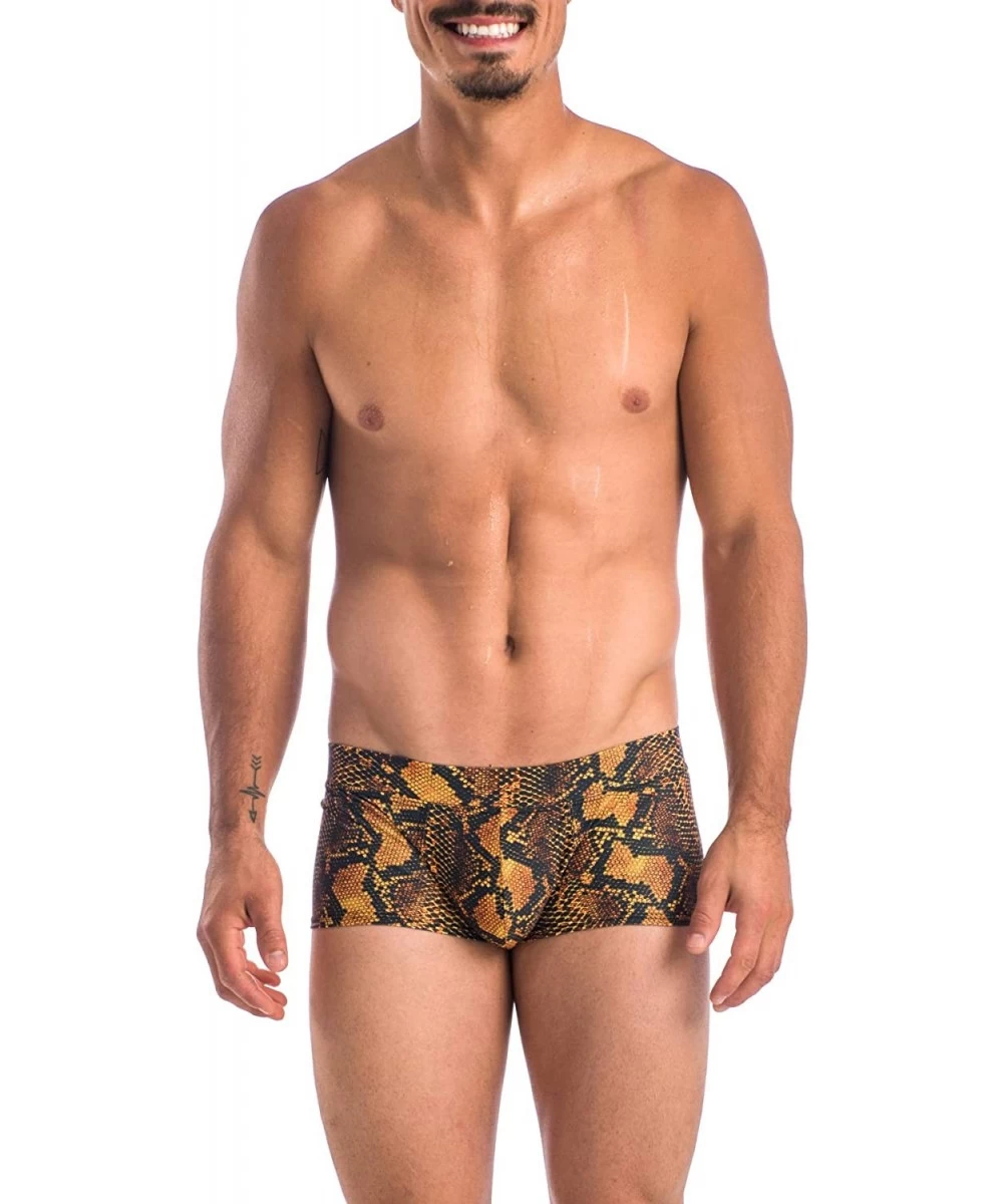 Briefs Mens New Printed Hot Body Boxer Swimsuit - Snake Print - C718T35ONUS