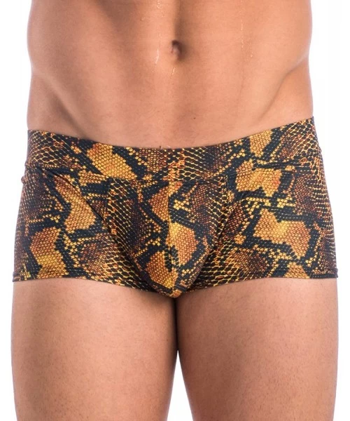 Briefs Mens New Printed Hot Body Boxer Swimsuit - Snake Print - C718T35ONUS