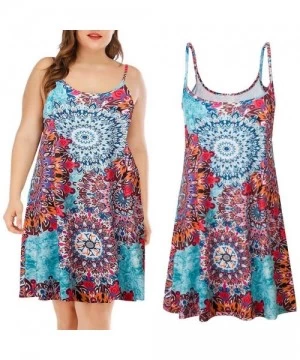 Cover-Ups Plus Size Dresses-Women's Summer Boho Floral Print Sundress Casual T Shirt Dresses Cami Tank Dress Beach Dress - Mu...