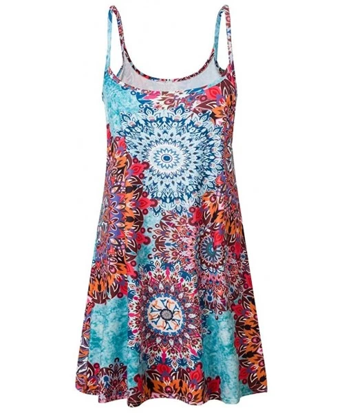 Cover-Ups Plus Size Dresses-Women's Summer Boho Floral Print Sundress Casual T Shirt Dresses Cami Tank Dress Beach Dress - Mu...