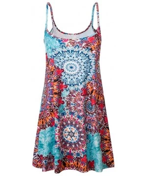 Cover-Ups Plus Size Dresses-Women's Summer Boho Floral Print Sundress Casual T Shirt Dresses Cami Tank Dress Beach Dress - Mu...